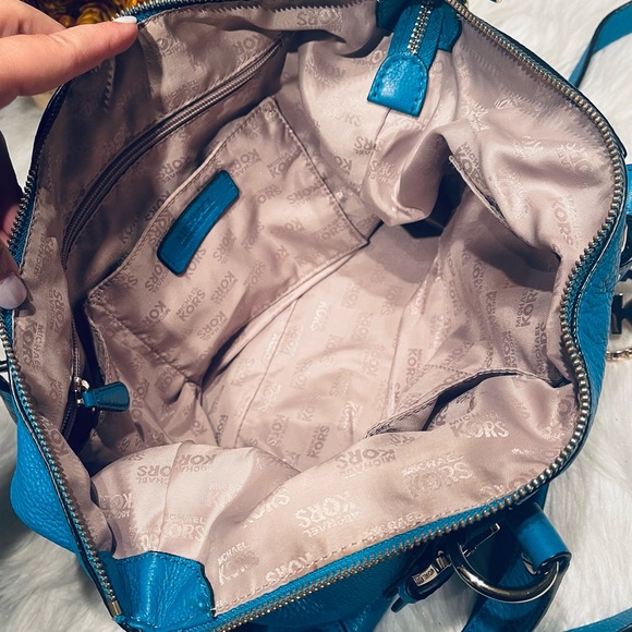 Michael Kors Tristan Blue Pebbled Leather Convertible Satchel - Picture 11 of 15